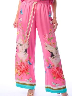 Aratta Pink Wide-Leg Legend Of The Crane PJ Pants